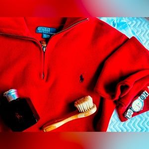 Red 3/4 zip POLO By Ralph Lauren long sleeve sz.Lg in Mens excellent condition